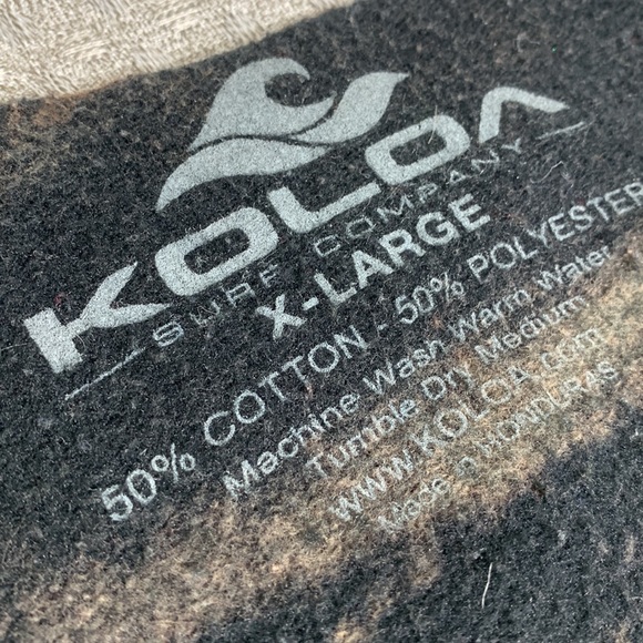 KOLOA SURF COMPANY TIE DYE BLACK SWEATSHIRT DESTRESSED SUMMER BEACH SLUCHY - Picture 2 of 5